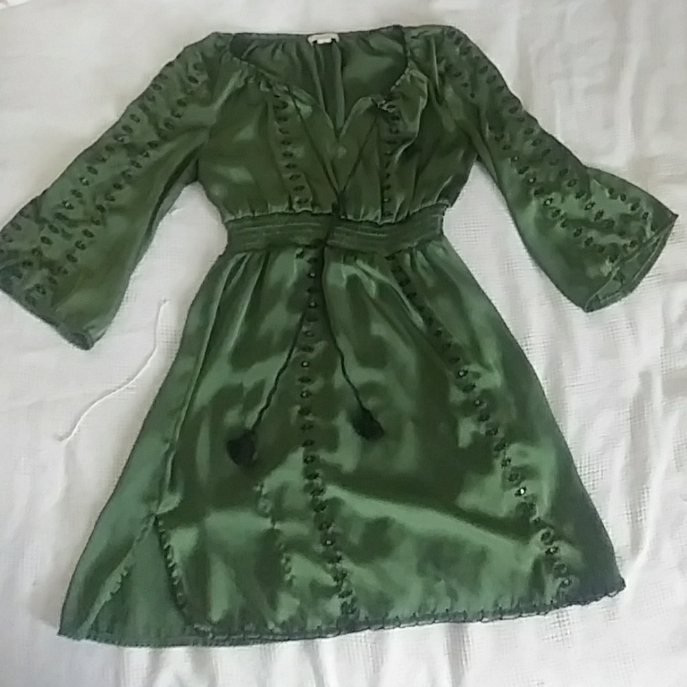 Green boho dress